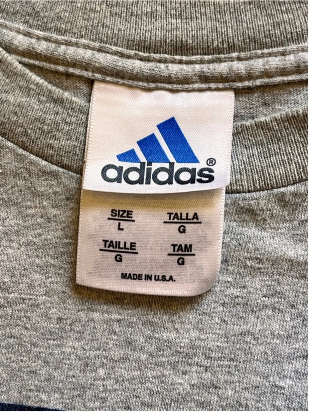 Adidas Gray Long Sleeve Graphic Tee Made in USA Single Stitch Large